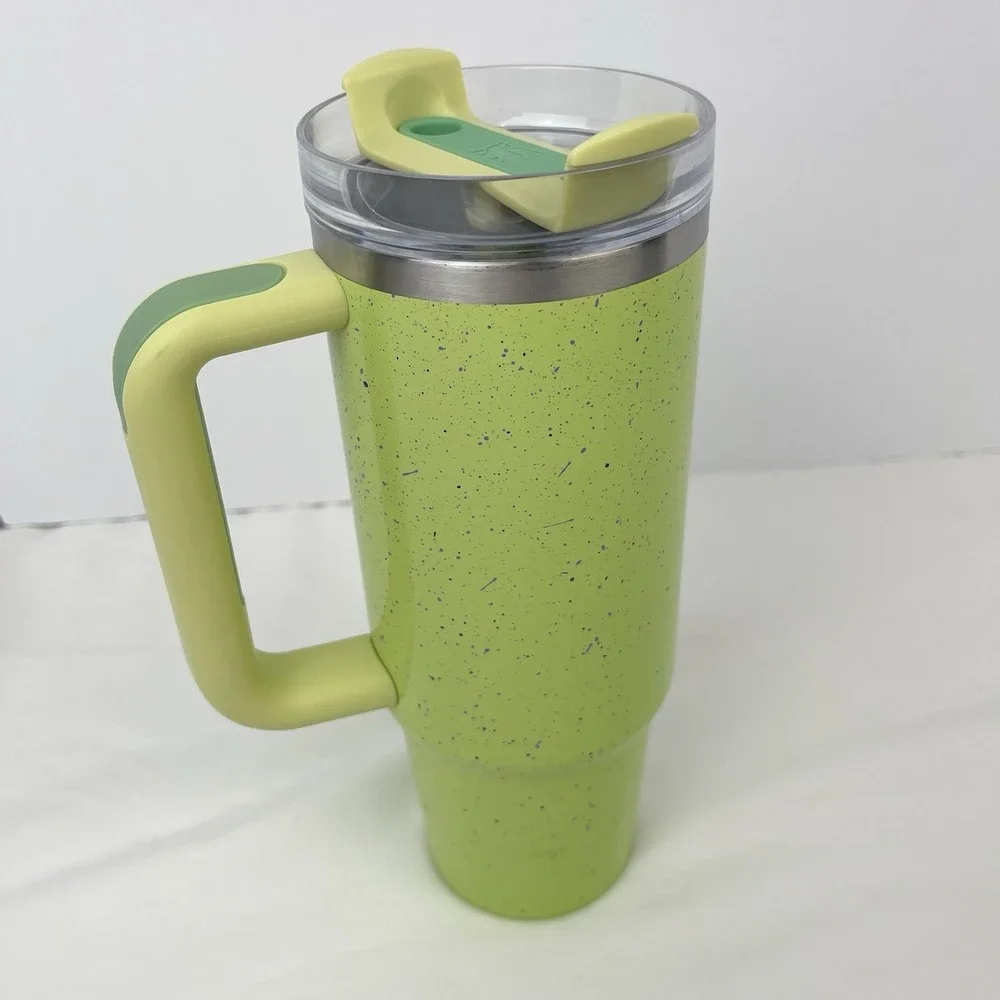 Stanley Flowstate Quencher H2.0‎ Tumbler Cup 30 oz Green Citron Speckle W/ Lid - Picture 4 of 9